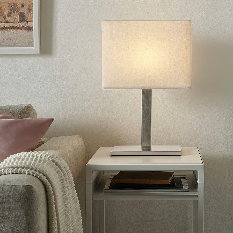 IKEA TOMELILLA Table lamp, nickel plated/white, 20 "