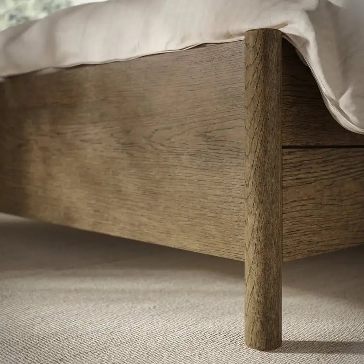 IKEA TONSTAD Bed frame with storage, brown stained oak veneer, Queen