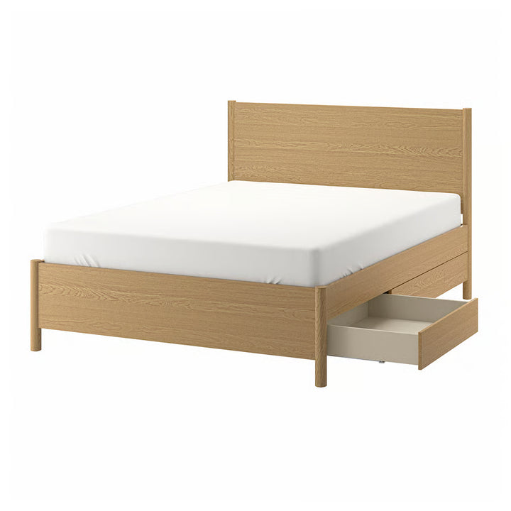 IKEA TONSTAD Bed frame with storage, oak veneer, Queen