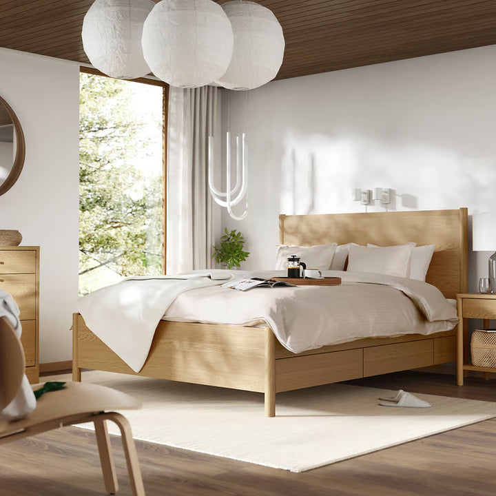 IKEA TONSTAD Bed frame with storage, oak veneer, Queen