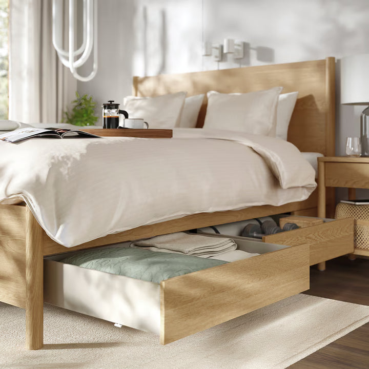 IKEA TONSTAD Bed frame with storage, oak veneer, Queen