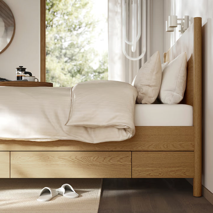 IKEA TONSTAD Bed frame with storage, oak veneer, Queen
