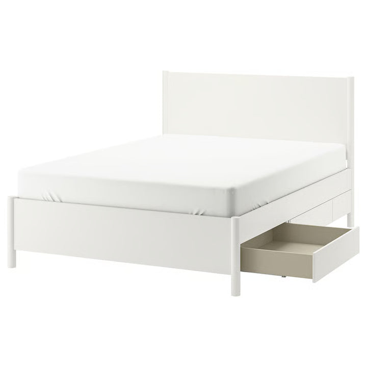 IKEA TONSTAD Bed frame with storage, off-white, Queen