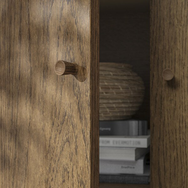 IKEA TONSTAD TV storage combination, brown stained oak veneer/clear glass, 134 5/8x18 5/8x78 7/8 "