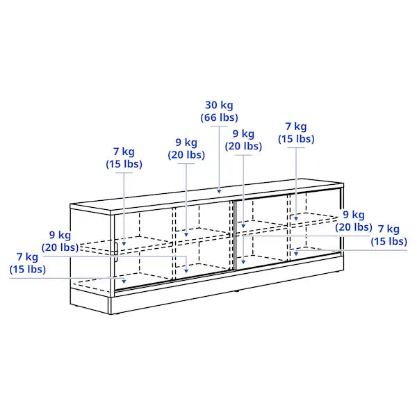 IKEA TONSTAD TV storage combination, oak veneer/clear glass, 149 7/8x18 5/8x78 7/8 "