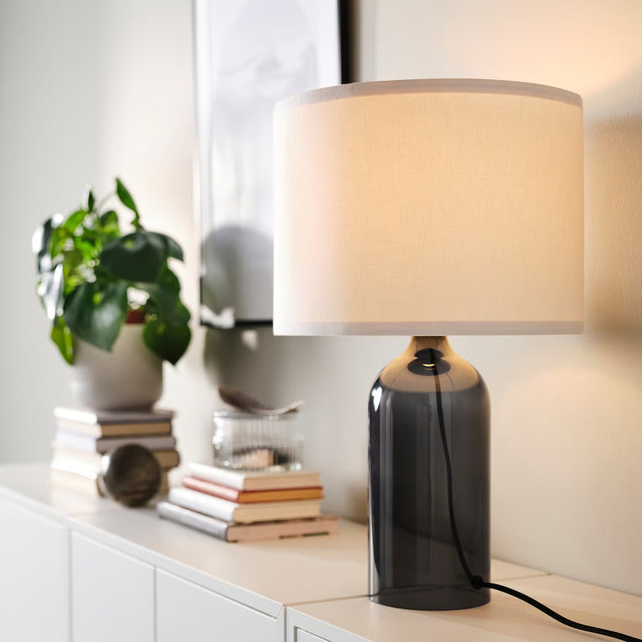 IKEA TONVIS Table lamp, smoked glass/white, 20 "
