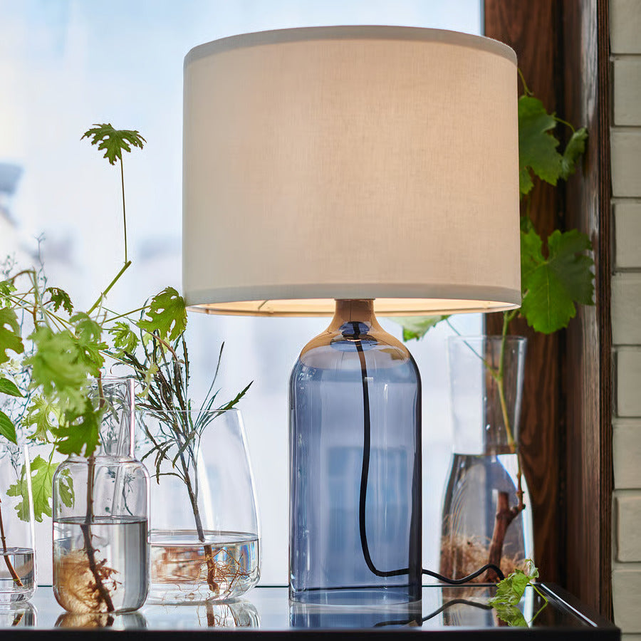 IKEA TONVIS Table lamp, smoked glass/white, 20 "