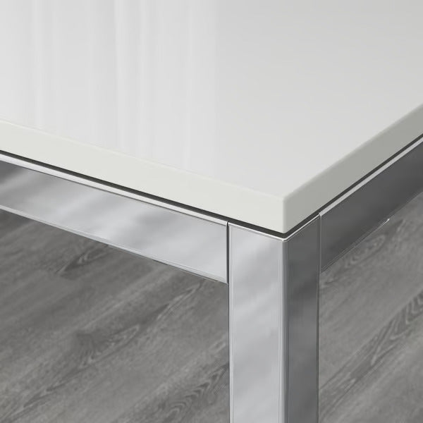 IKEA TORSBY Table, chrome plated/high gloss white, 53 1/8x33 1/2 "