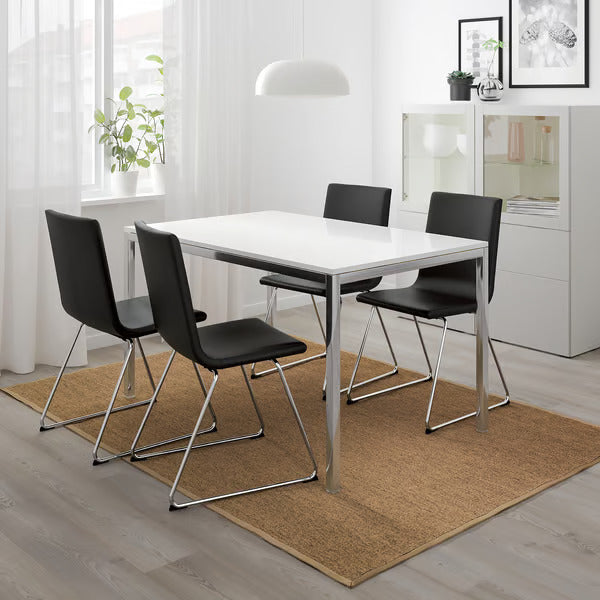 IKEA TORSBY Table, chrome plated/high gloss white, 53 1/8x33 1/2 "