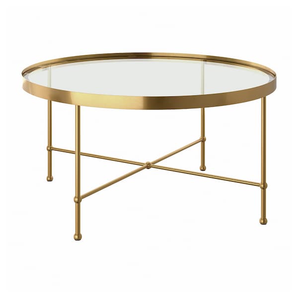 IKEA TORSJÖ Coffee table, gold effect/glass, 34 5/8 "