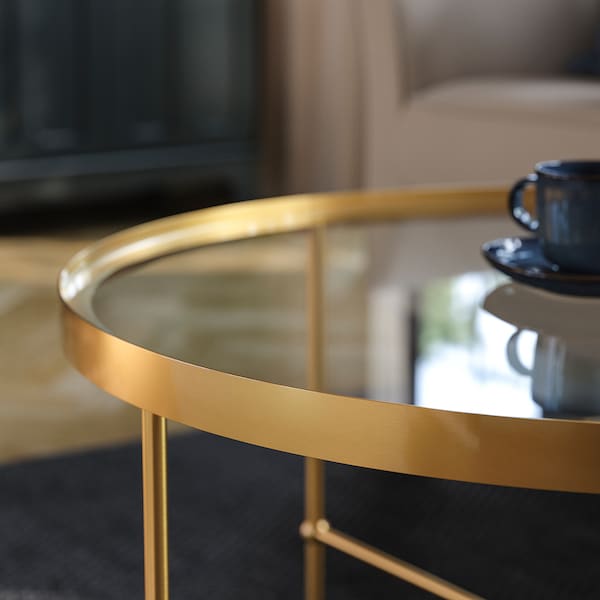 IKEA TORSJÖ Coffee table, gold effect/glass, 34 5/8 "