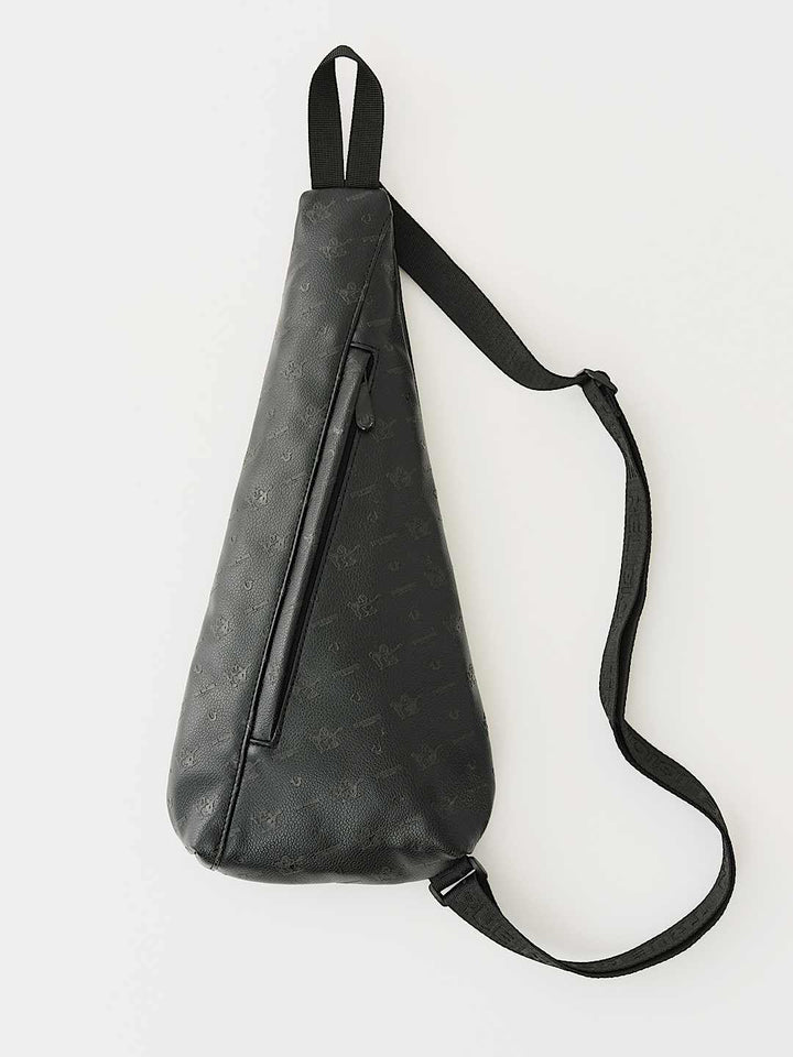 TRUE RELIGION PEBBLED MONOGRAM SLING BAG