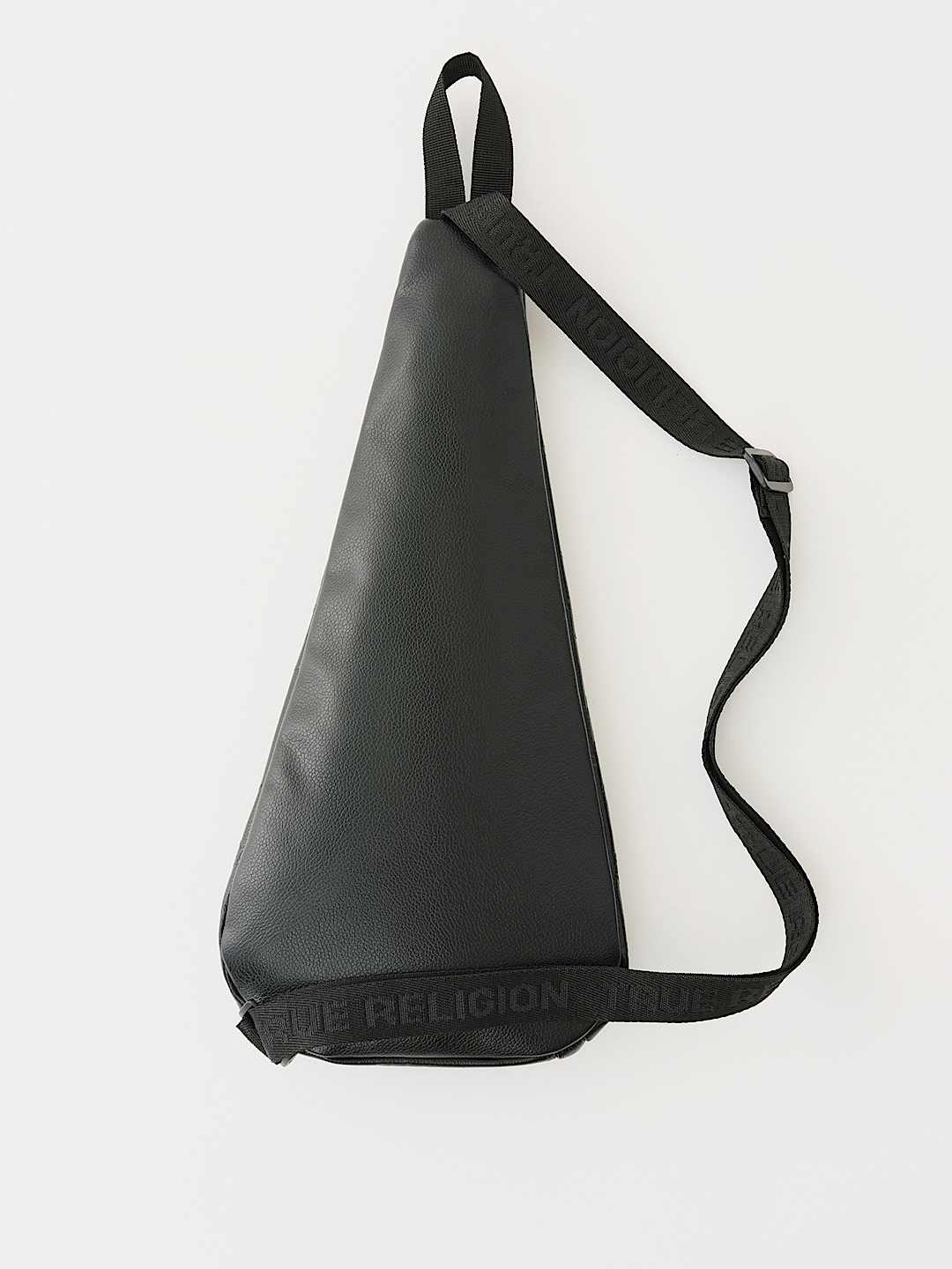 TRUE RELIGION PEBBLED MONOGRAM SLING BAG