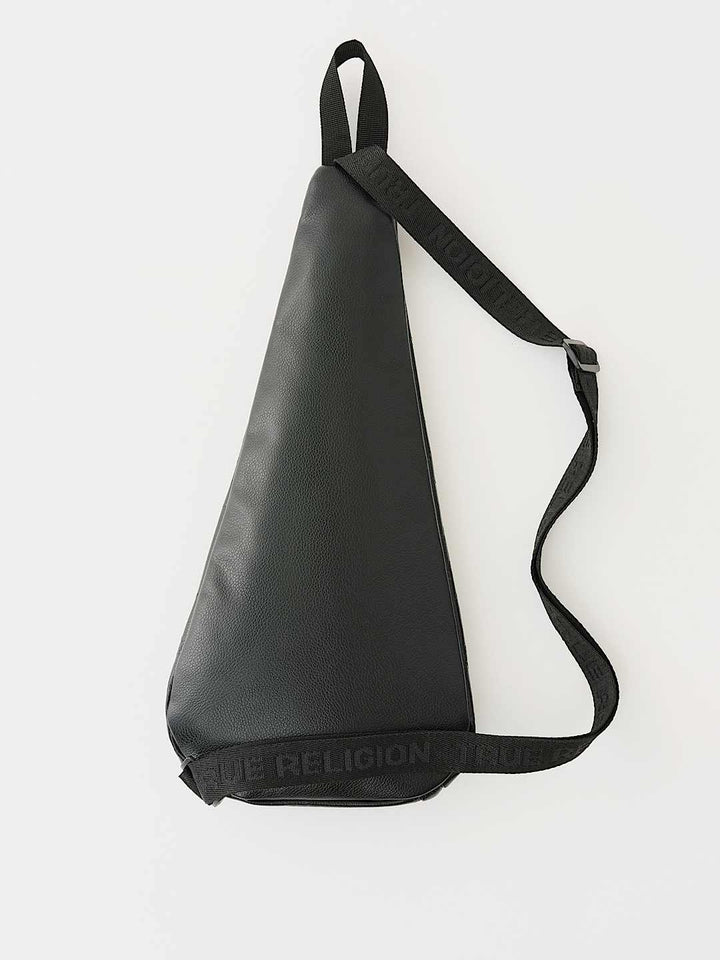 TRUE RELIGION PEBBLED MONOGRAM SLING BAG