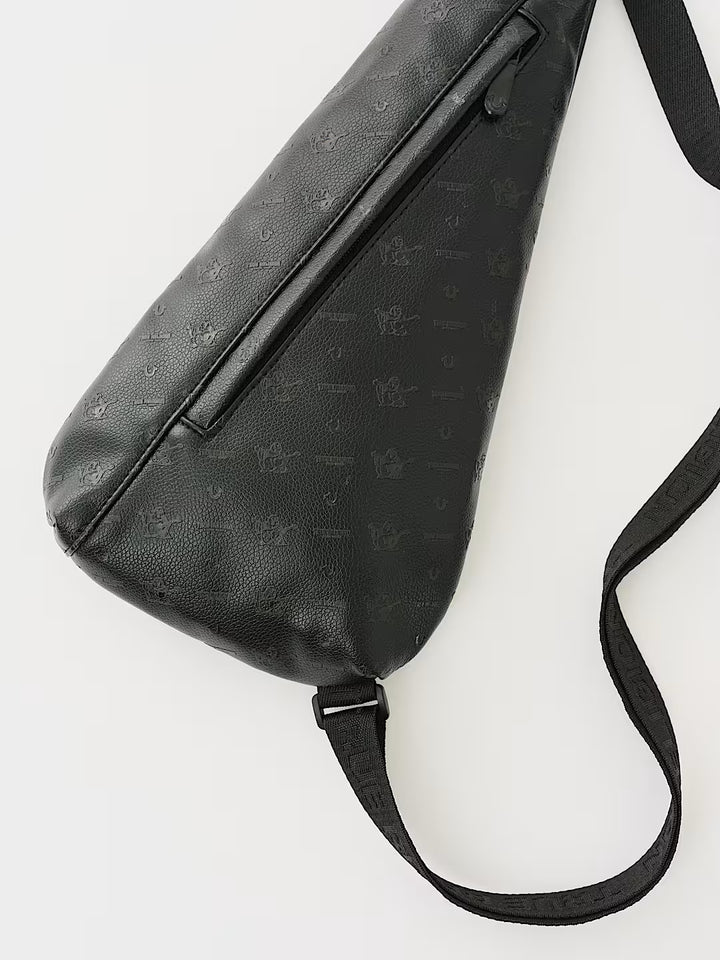 TRUE RELIGION PEBBLED MONOGRAM SLING BAG