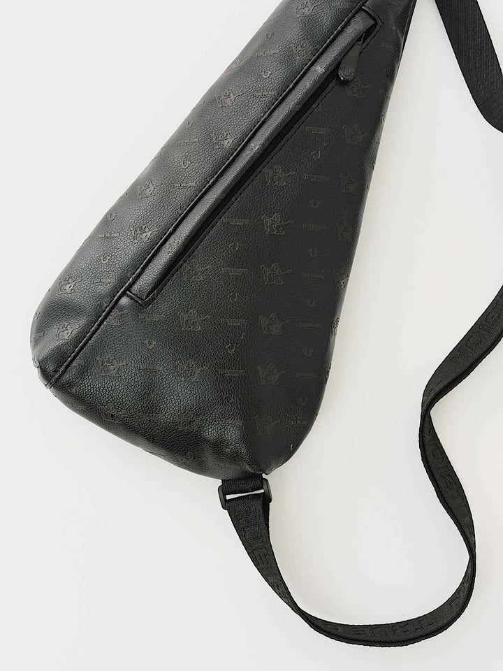 TRUE RELIGION PEBBLED MONOGRAM SLING BAG
