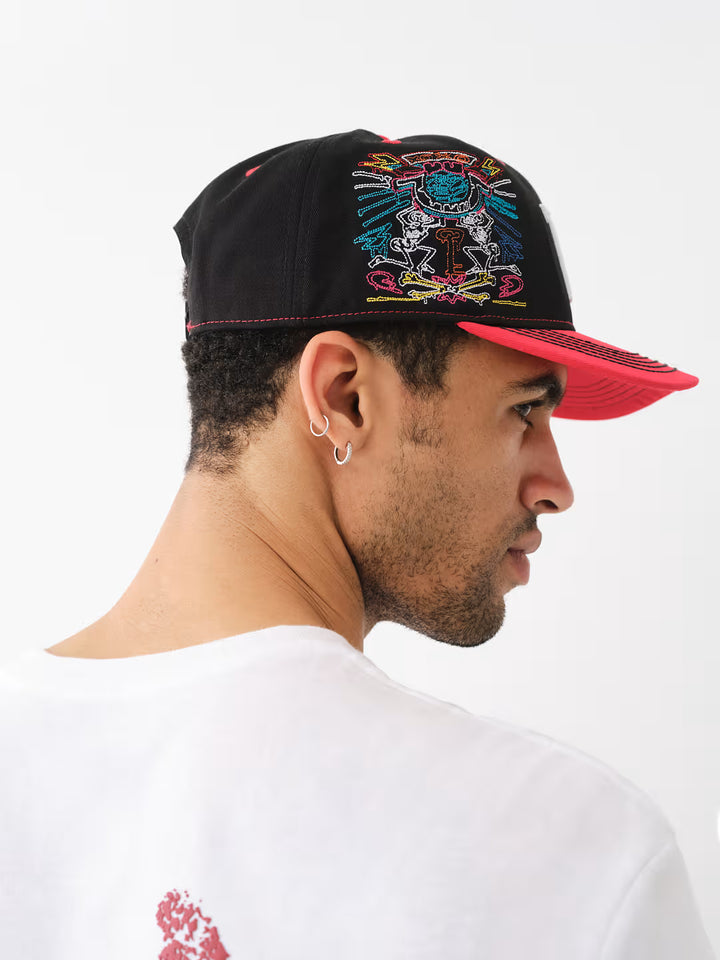 TRUE RELIGION EMBROIDERED BIG T BASEBALL HAT