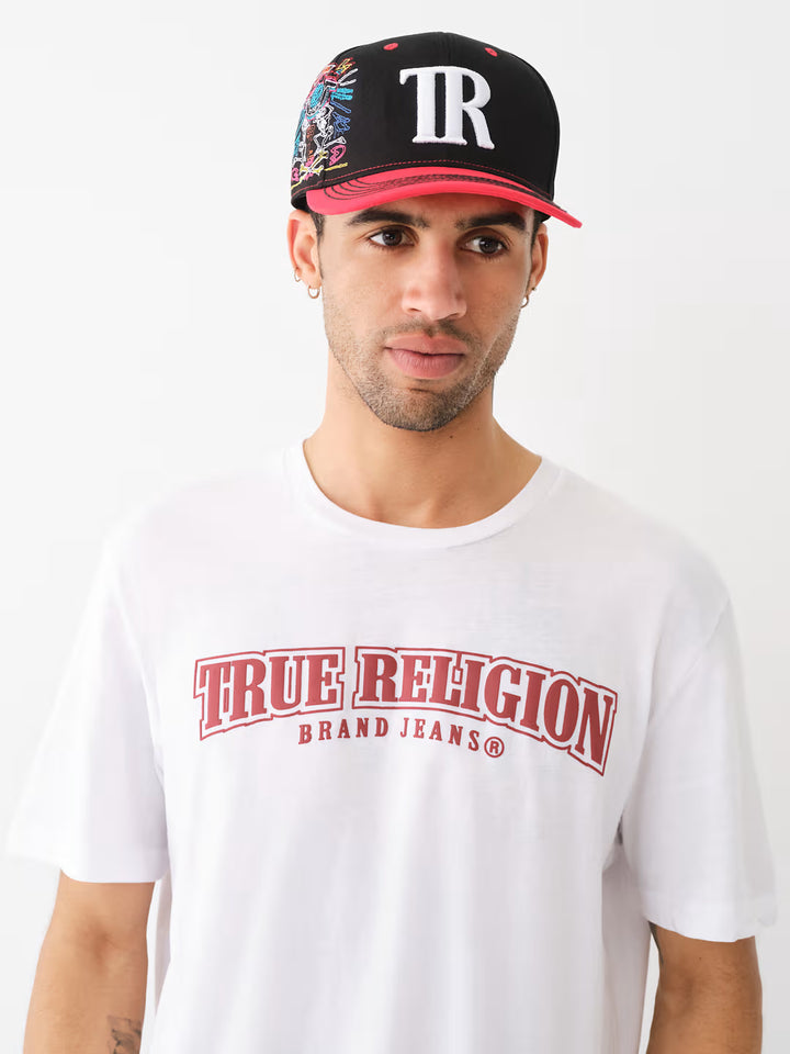 TRUE RELIGION EMBROIDERED BIG T BASEBALL HAT