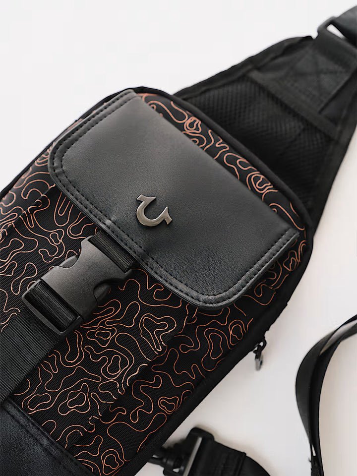 TRUE RELIGION WAVY HORSESHOE SLING BAG