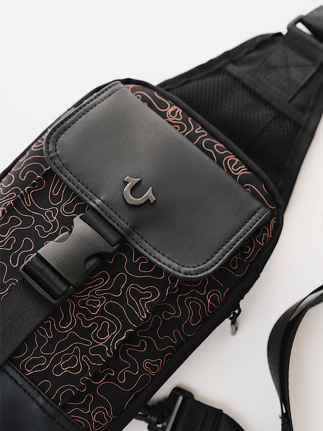TRUE RELIGION WAVY HORSESHOE SLING BAG