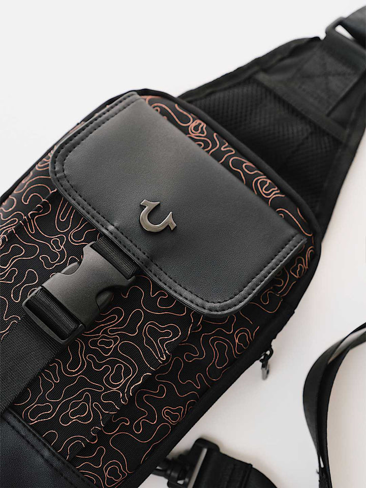 TRUE RELIGION WAVY HORSESHOE SLING BAG