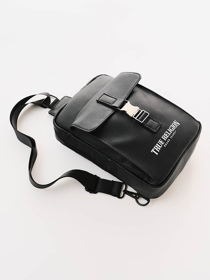 TRUE RELIGION METAL CLASP LOGO SLING BAG