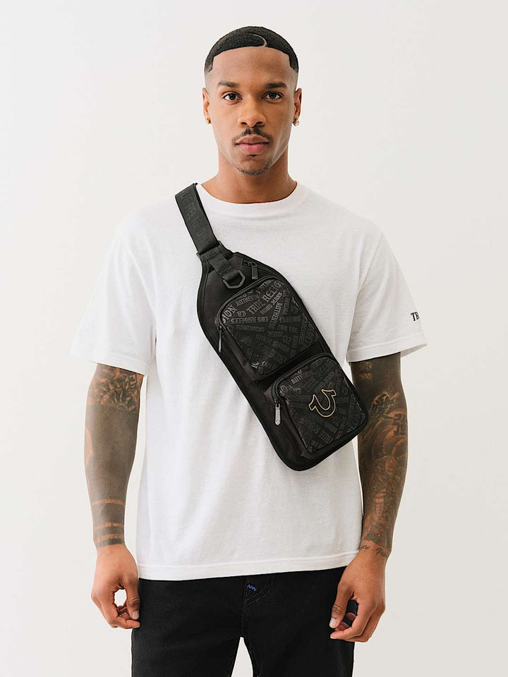 TRUE RELIGION MONOGRAM LOGO SLING BAG
