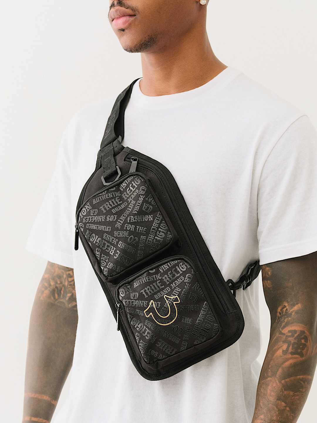 TRUE RELIGION MONOGRAM LOGO SLING BAG