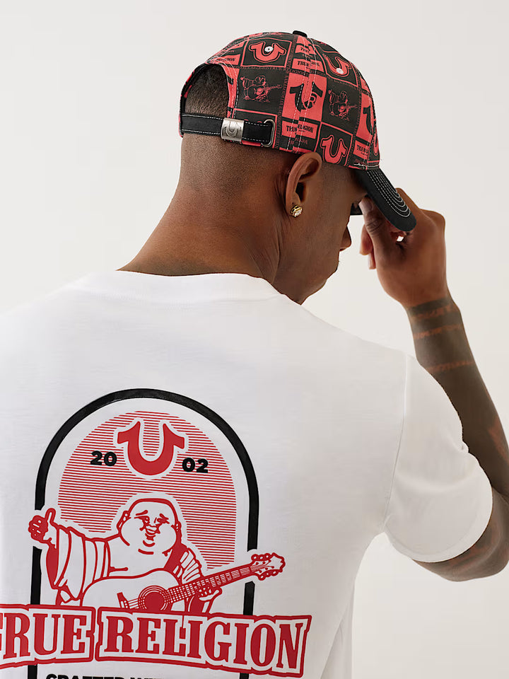 TRUE RELIGION HORSESHOE ALLOVER PRINT BASEBALL HAT