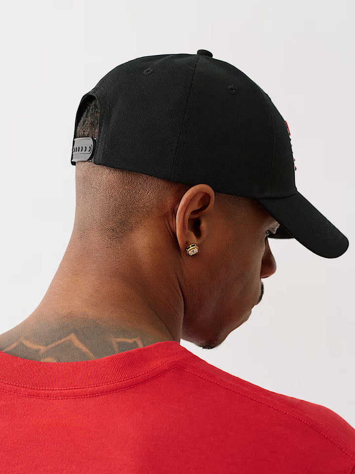 TRUE RELIGION EMBROIDERED TR BASEBALL HAT