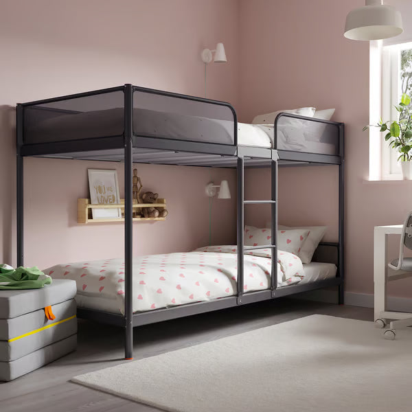IKEA TUFFING Bunk bed frame, dark gray, Twin