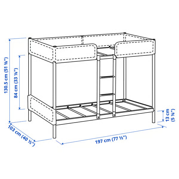 IKEA TUFFING Bunk bed frame, dark gray, Twin