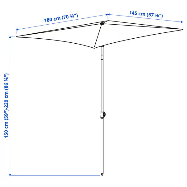 IKEA TVETÖ Umbrella, tilting/gray-beige white, 70 7/8x57 1/8 "