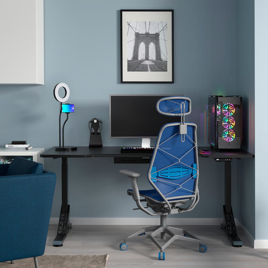 IKEA UPPSPEL / STYRSPEL Gaming desk and chair, black gray/red, 70 7/8x31 1/2 "