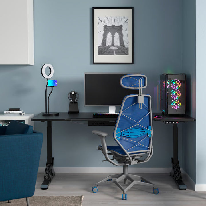 IKEA UPPSPEL / STYRSPEL Gaming desk and chair, black gray/red, 70 7/8x31 1/2 "