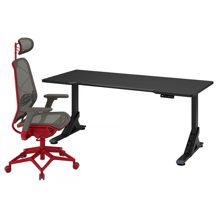 IKEA UPPSPEL / STYRSPEL Gaming desk and chair, black gray/red, 70 7/8x31 1/2 "