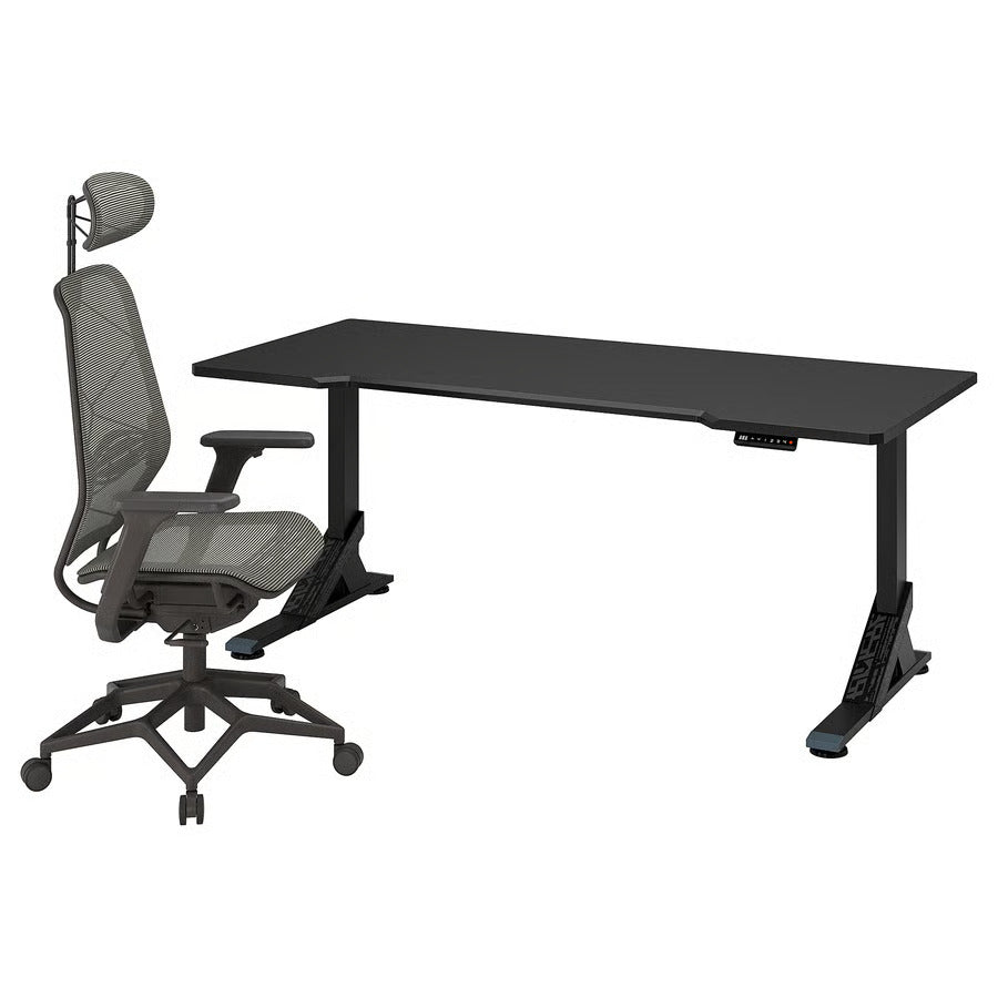 IKEA UPPSPEL / STYRSPEL Gaming desk and chair, black gray/red, 70 7/8x31 1/2 "