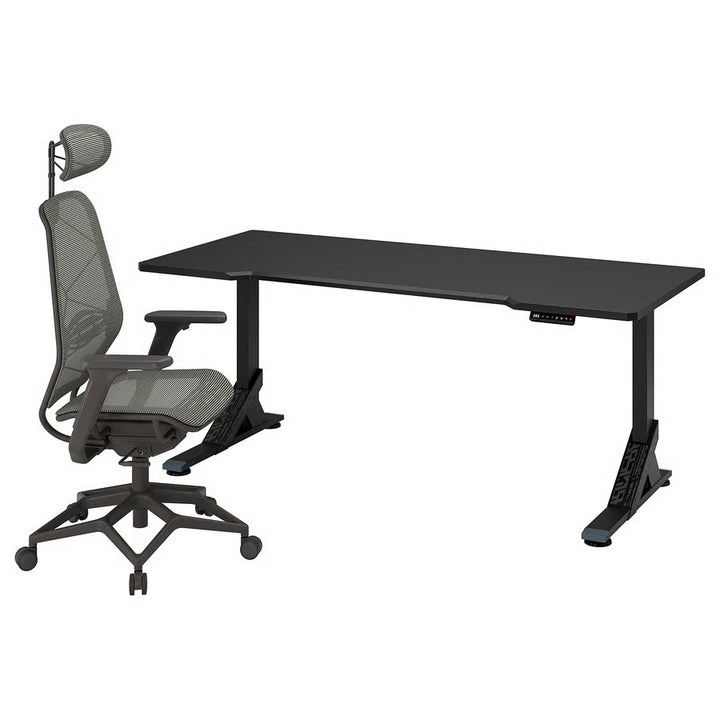 IKEA UPPSPEL / STYRSPEL Gaming desk and chair, black gray/red, 70 7/8x31 1/2 "