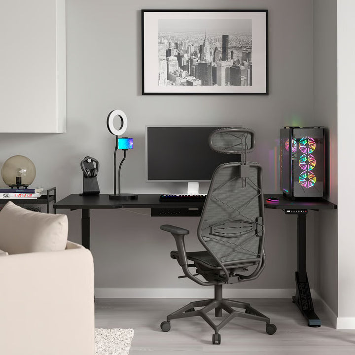 IKEA UPPSPEL / STYRSPEL Gaming desk and chair, black gray/red, 70 7/8x31 1/2 "