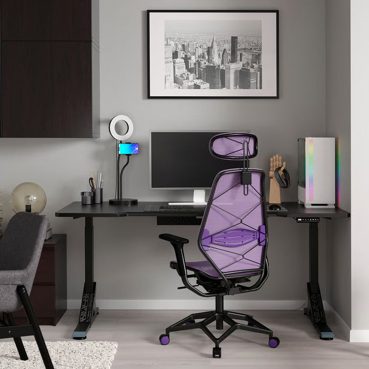 IKEA UPPSPEL / STYRSPEL Gaming desk and chair, black gray/red, 70 7/8x31 1/2 "