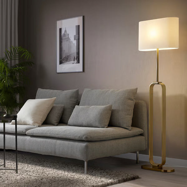IKEA UPPVIND Floor lamp, brass plated/white, 59 "