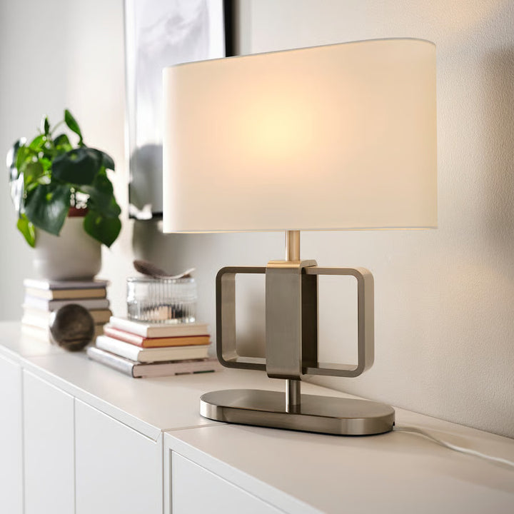 IKEA UPPVIND Table lamp, brass plated/white, 19 "