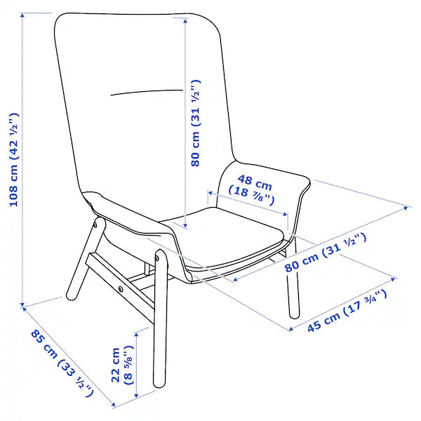 IKEA VEDBO High back armchair, Gunnared dark gray