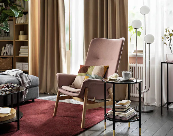 IKEA VEDBO High back armchair, Gunnared light brown-pink