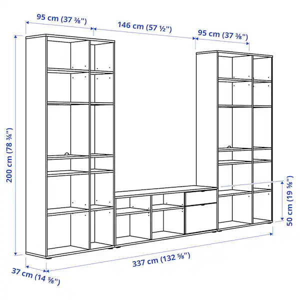 IKEA VIHALS TV/storage combination, dark gray, 132 5/8x14 5/8x78 3/4 "
