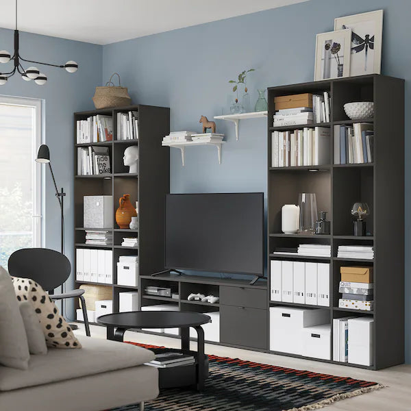 IKEA VIHALS TV/storage combination, dark gray, 132 5/8x14 5/8x78 3/4 "