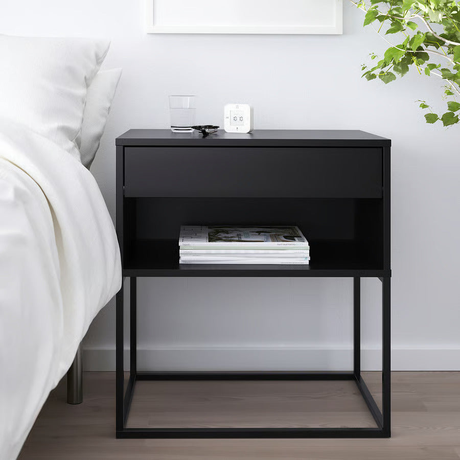 IKEA VIKHAMMER Nightstand, black, 23 5/8x15 3/8 "