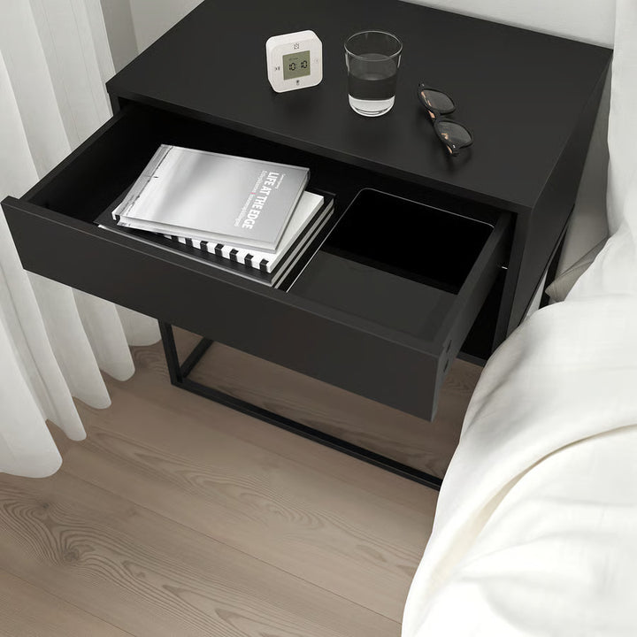 IKEA VIKHAMMER Nightstand, black, 23 5/8x15 3/8 "
