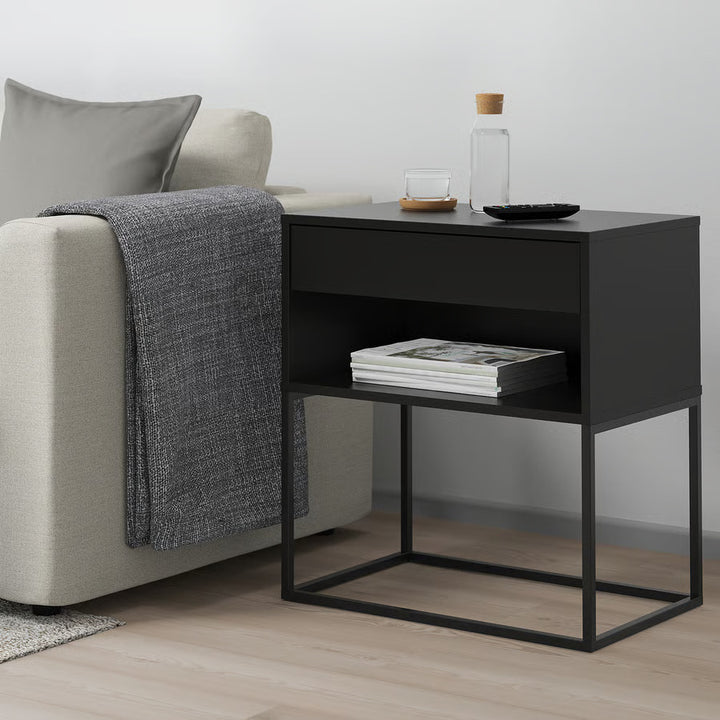 IKEA VIKHAMMER Nightstand, black, 23 5/8x15 3/8 "