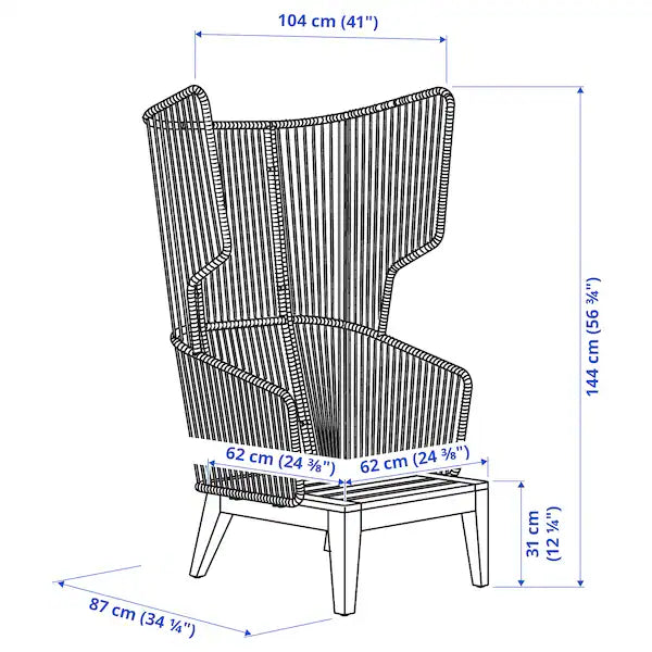 IKEA VINGSÖN Wing chair, in/outdoor, gray